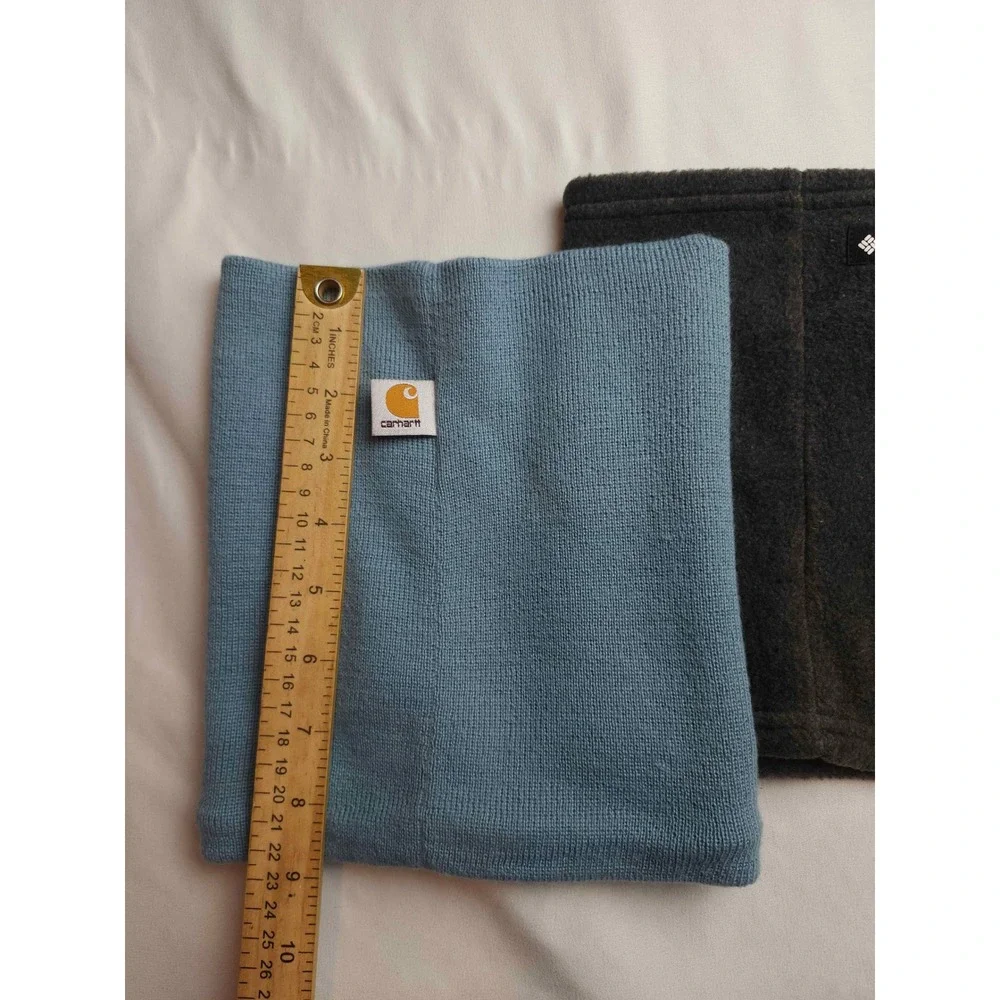 Carhartt Columbia Neck Gaiter Bundle Blue Knit Grey Fleece Winter Scarf Set Mens
